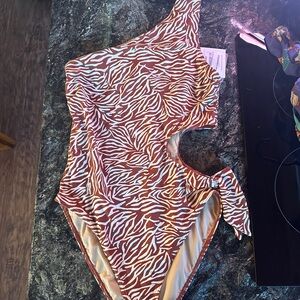 Tanya Taylor Brown and White One Piece